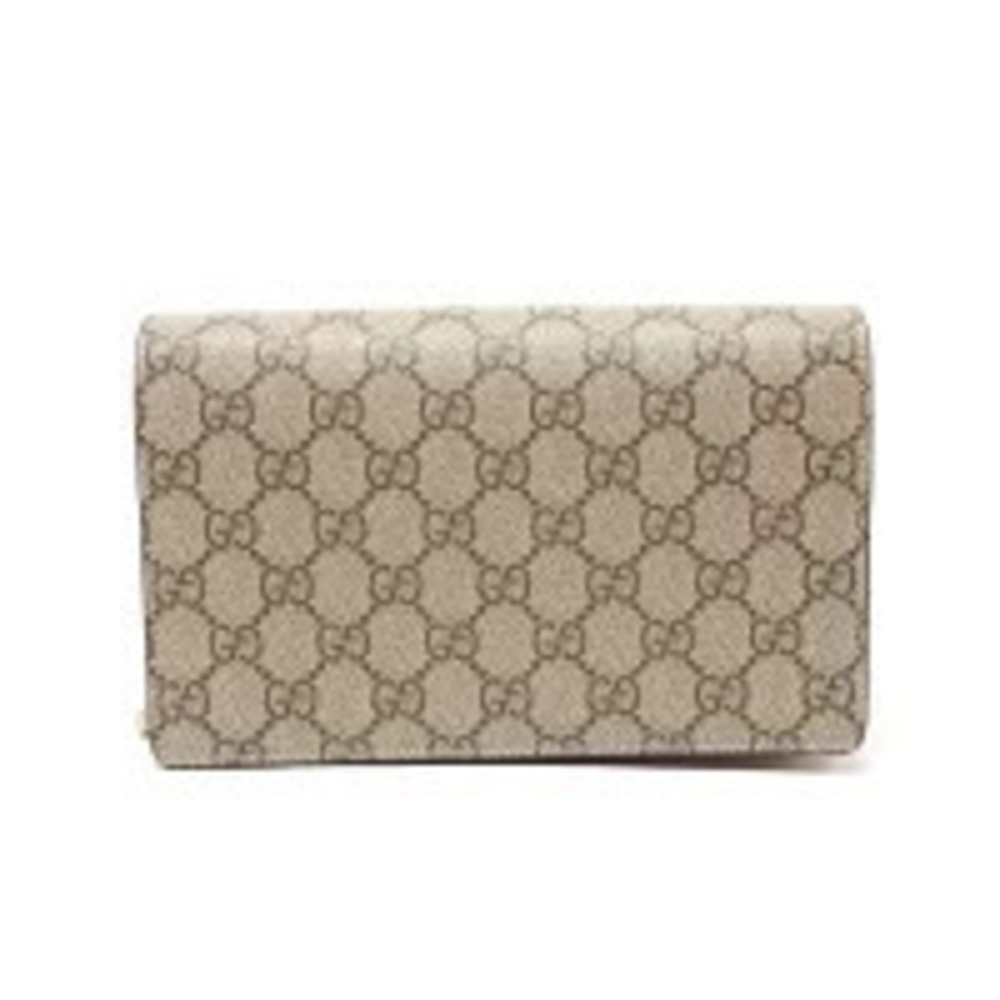 Gucci GG Marmont Chain Wallet Supreme Shoulder Bag Beige Cream